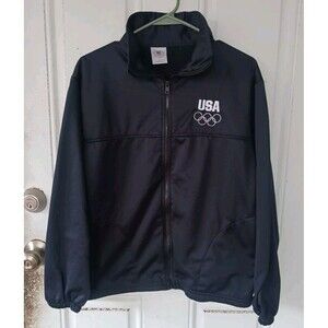 USA Olympic Committee Jacket Womens Medium Mens XSmall Black Full Zip Made USA